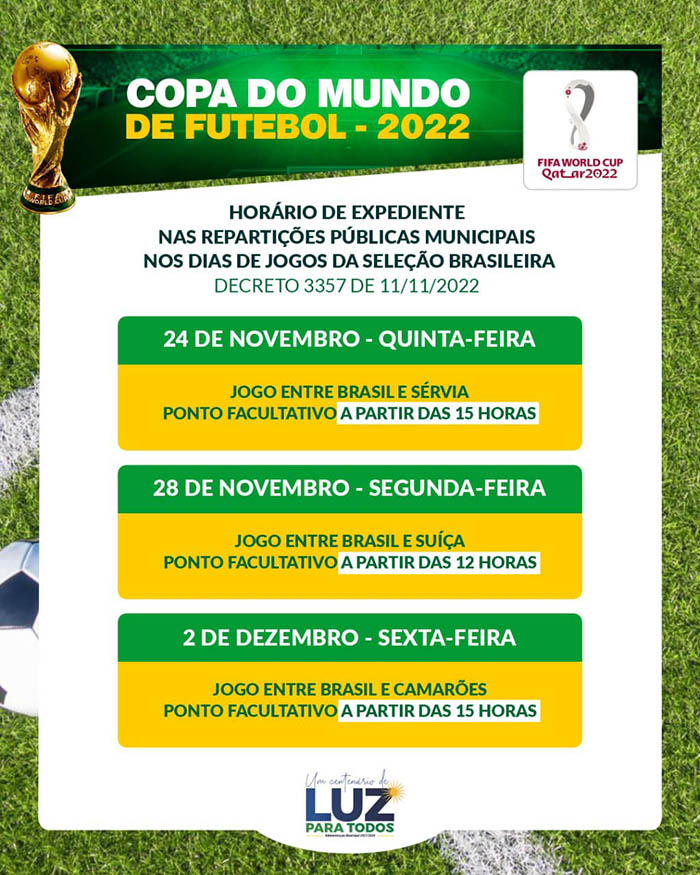 Horário de expediente do CRF-CE em caráter excepcional, nos dias de jogos  da Seleção Brasileira de Futebol na Copa do Mundo FIFA 2022 – CRF-CE